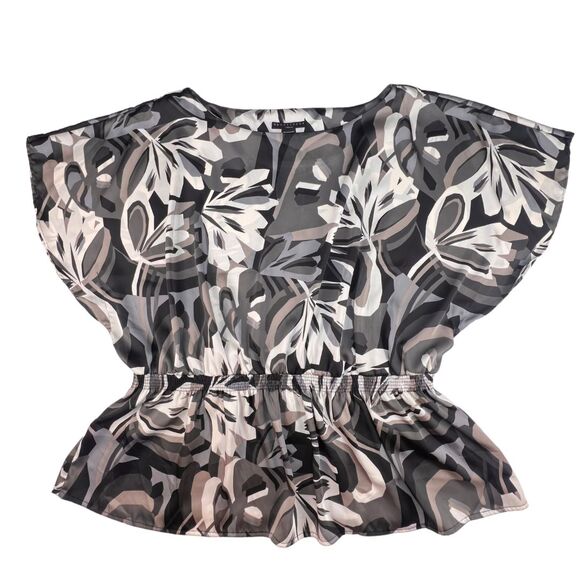 Apostrophe Top 24 Abstract Flowy Artsy Design Dolman Sleeve Boho Chic Blouse - Picture 5 of 10